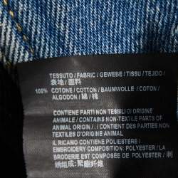 Pre Owned Balenciaga Blue Distressed Demin Logo Embroidered Jacket XXL