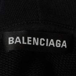 Balenciaga Black BB Print Cotton Knit Oversized Hoodie XS
