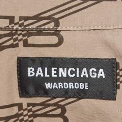 مملوكة مسبقًا Balenciaga Brown Monogram Print Cotton Oversized Shirt M