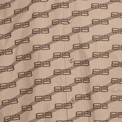 مملوكة مسبقًا Balenciaga Brown Monogram Print Cotton Oversized Shirt M