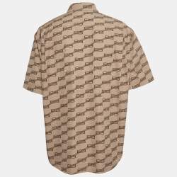مملوكة مسبقًا Balenciaga Brown Monogram Print Cotton Oversized Shirt M