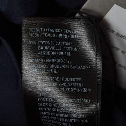 Pre Owned Balenciaga Navy Blue Embroidered Cotton Over Sized Shirt S