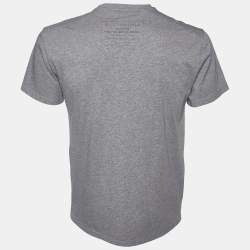 مملوكة مسبقًا Balenciaga Grey Logo Print Cotton Crew Neck T-Shirt S