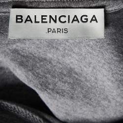 مملوكة مسبقًا Balenciaga Grey Logo Print Cotton Crew Neck T-Shirt S
