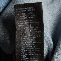 Pre Owned Balenciaga Blue Denim Logo Embroidered Oversized Shirt M