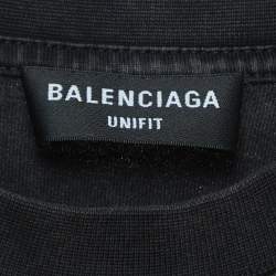 Pre Owned Balenciaga Grey Embroidered Cotton T-Shirt XL