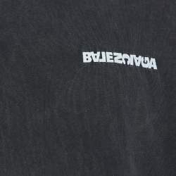 Pre Owned Balenciaga Grey Embroidered Cotton T-Shirt XL