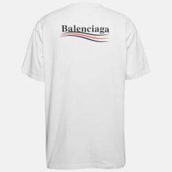 Pre Owned Balenciaga White Printed Cotton Oversized T-Shirt S