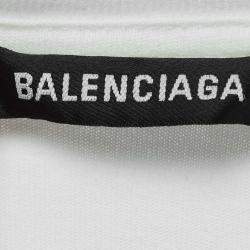 Pre Owned Balenciaga White Printed Cotton Oversized T-Shirt S