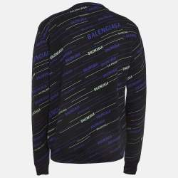 Balenciaga Black Logo Intarsia Wool Sweater M