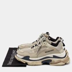 Balenciaga Beige Leather and Mesh Triple S Sneakers Size 42