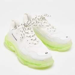 Pre Owned Balenciaga White Faux Leather and Mesh Triple S Clear Sneakers Size 44