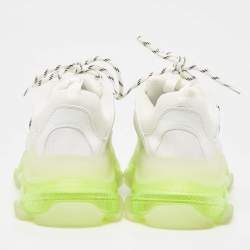 Pre Owned Balenciaga White Faux Leather and Mesh Triple S Clear Sneakers Size 44