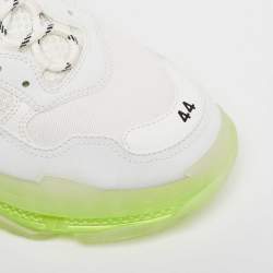Pre Owned Balenciaga White Faux Leather and Mesh Triple S Clear Sneakers Size 44