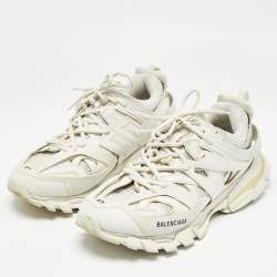 مملوكة مسبقًا Balenciaga Grey/White Faux Leather and Mesh Sneakers Size 42