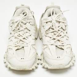 مملوكة مسبقًا Balenciaga Grey/White Faux Leather and Mesh Sneakers Size 42