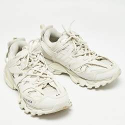 مملوكة مسبقًا Balenciaga Grey/White Faux Leather and Mesh Sneakers Size 42