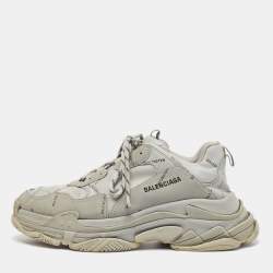 Balenciaga Grey Faux Leather Triple S Sneakers Size 44