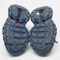 Pre Owned Balenciaga Blue Faux Leather and Mesh Track Sneakers Size 43