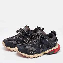 Balenciaga Black Mesh and Faux Leather Track Sneakers Size 40