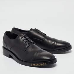 Pre Owned Balenciaga Black Leather Lace Up Derby Size 42