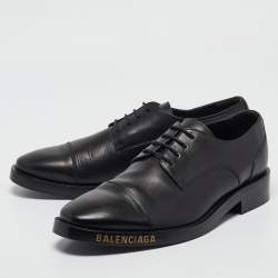 Pre Owned Balenciaga Black Leather Lace Up Derby Size 42