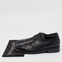 Pre Owned Balenciaga Black Leather Lace Up Derby Size 42
