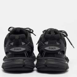 Pre Owned Balenciaga Black Faux Leather Track Sneakers Size 40
