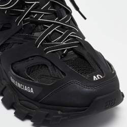 Pre Owned Balenciaga Black Faux Leather Track Sneakers Size 40