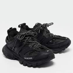 Pre Owned Balenciaga Black Faux Leather Track Sneakers Size 40