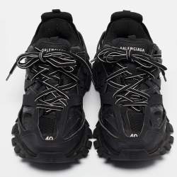 Pre Owned Balenciaga Black Faux Leather Track Sneakers Size 40