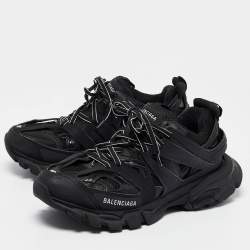 Pre Owned Balenciaga Black Faux Leather Track Sneakers Size 40