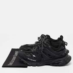 Pre Owned Balenciaga Black Faux Leather Track Sneakers Size 40