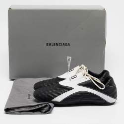 مملوكة مسبقًا حذاء رياضي بالنسياغا زين جلد أبيض/أسود بعنق منخفض مقاس 40