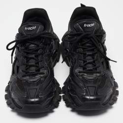 Balenciaga Black Faux Leather and Mesh Track 2 Sneakers Size 44