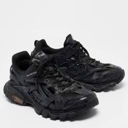 Balenciaga Black Faux Leather and Mesh Track 2 Sneakers Size 44