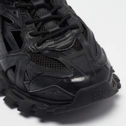 Balenciaga Black Faux Leather and Mesh Track 2 Sneakers Size 44