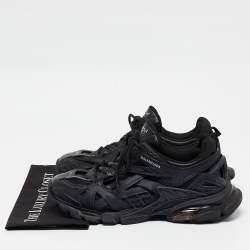 Balenciaga Black Faux Leather and Mesh Track 2 Sneakers Size 44
