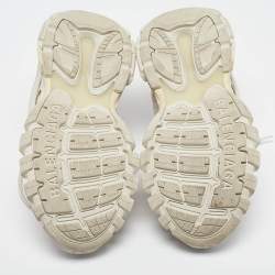 مملوكة مسبقًا Balenciaga Cream Faux Leather and Mesh Track Sneakers Size 43