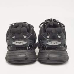 Pre Owned Balenciaga Black Faux Leather and Mesh Track Lace Up Sneakers 42