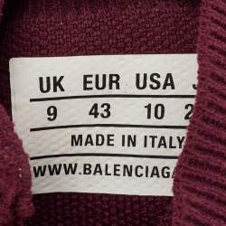 Pre Owned Balenciaga Purple Knit Fabric Speed Trainer High Top Sneakers Size 43