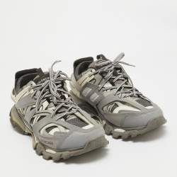 Balenciaga Multicolor Faux Leather and Mesh Track Lace Up Sneakers Size 45