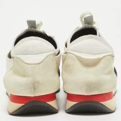 Balenciaga White/Grey Leather and Mesh Race Runner Low Top Sneakers Size 44
