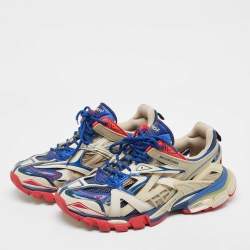Pre Owned Balenciaga Multicolor Faux Leather and Mesh Track 2 Sneakers Size 44