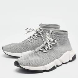 Balenciaga Grey Knit Fabric Speed Trainer High Top Sneakers Size 43