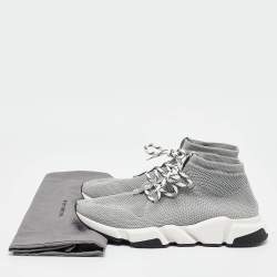 Balenciaga Grey Knit Fabric Speed Trainer High Top Sneakers Size 43