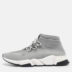 Balenciaga Grey Knit Fabric Speed Trainer High Top Sneakers Size 43