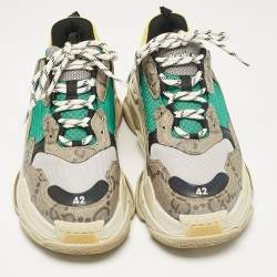 Balenciaga Multicolor GG Canvas and Leather Triple S Lace Up Sneakers Size 42