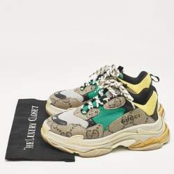 Balenciaga Multicolor GG Canvas and Leather Triple S Lace Up Sneakers Size 42