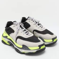 Pre Owned Balenciaga Multicolor Neoprene and Suede Triple S Low Top Sneakers Size 44